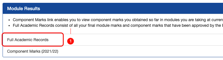 2. 选择 Full Academic Records 2. 选择 Full Academic Records